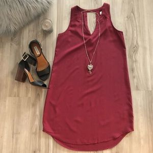 Linen Maroon Dress
